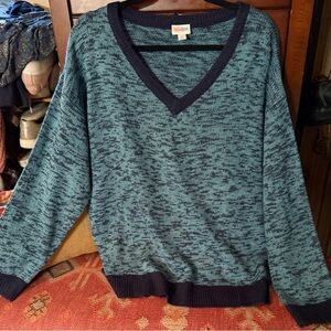 Women's Teal and Navy V-Neck Sweater by LuLaRoe.